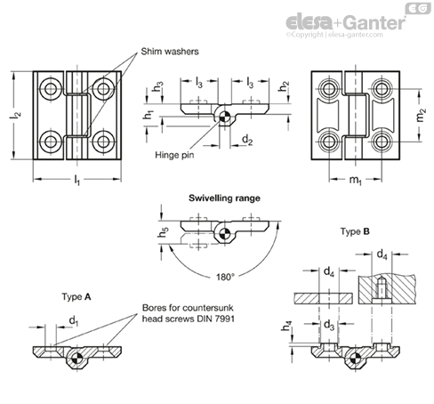 GN 237.3-NI Heavy Duty Hinges With enhanced strength